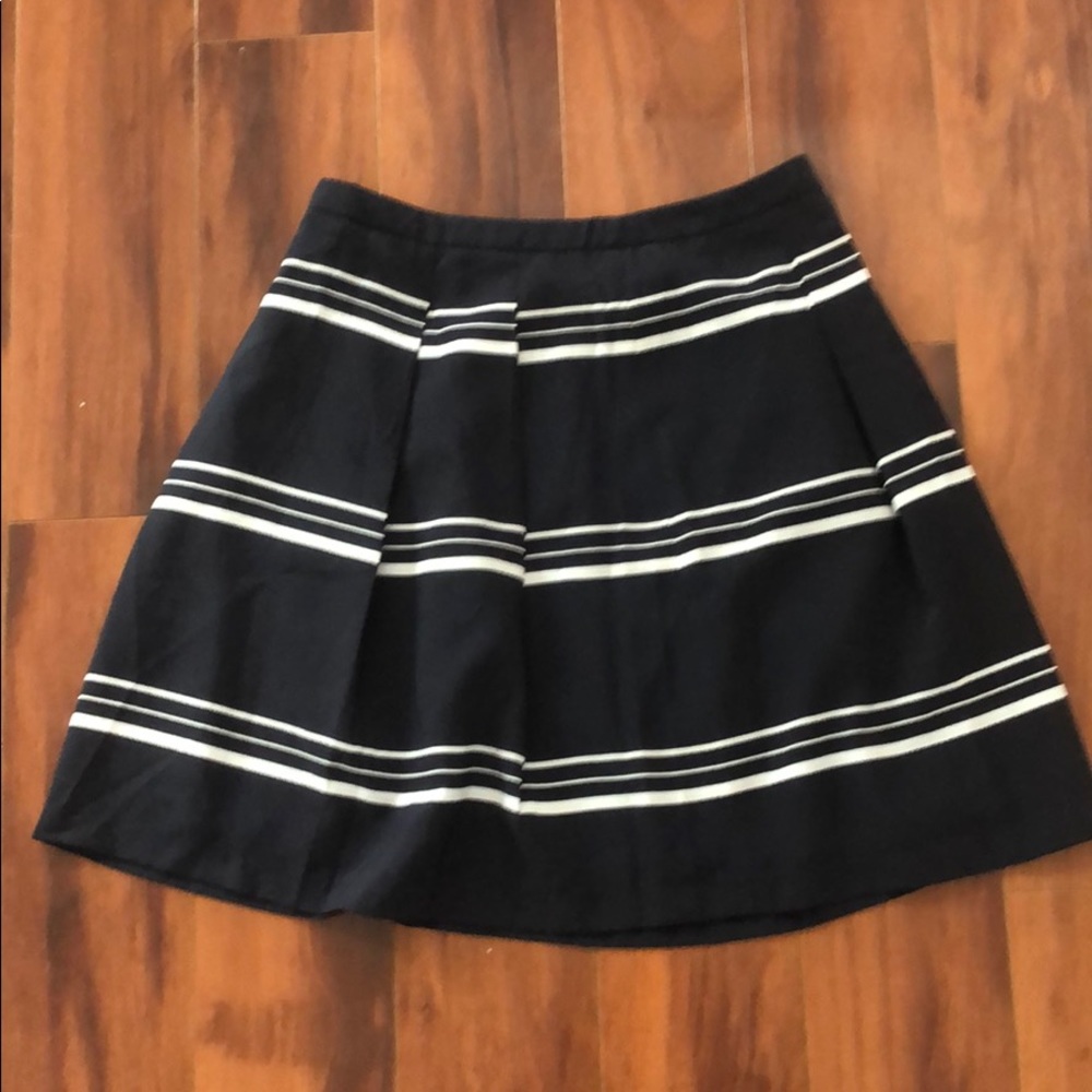 Pleated dark blue a line skirt